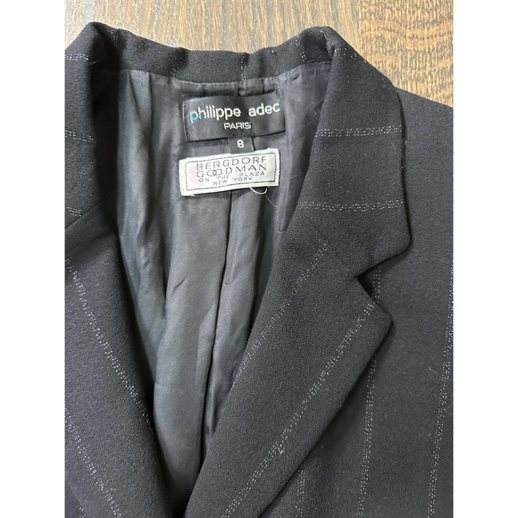 Philippe Adec Paris Bergdorf Striped Blazer Jacket~ 97%wool~US 8 / 40 - Picture 2 of 6